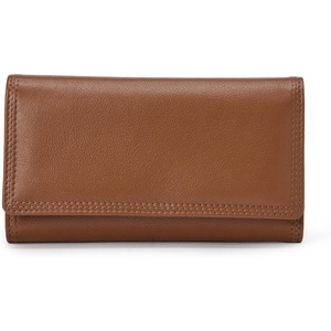image:imageAmazon Essentials Womens Long Flap Continental Leather Wallet with Snap Closure Black One SizeTan