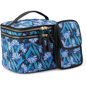 image:imageAmazon Essentials Womens Quilted Makeup Bag with Brush Storage Pink Floral One SizeBlue Floral