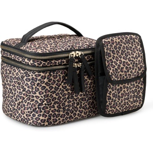 image:imageAmazon Essentials Womens Quilted Makeup Bag with Brush Storage Pink Floral One SizeLeopard