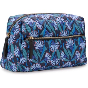 image:imageAmazon Essentials Womens Quilted Travel Makeup Bag with Mesh Compartments Pink Floral One SizeBlue Floral