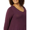 image:imageAmazon Essentials Womens 34 Sleeve VNeck Regular Fit Swing TShirt Available in Plus Size Pack of 2BlackBurgundy