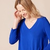 image:imageAmazon Essentials Womens 34 Sleeve VNeck Regular Fit Swing TShirt Available in Plus Size Pack of 2BlackRoyal Blue