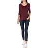 image:imageAmazon Essentials Womens 34 Sleeve VNeck Regular Fit Swing TShirt Available in Plus Size Pack of 2Bright PinkBurgundy