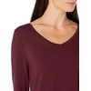image:imageAmazon Essentials Womens 34 Sleeve VNeck Regular Fit Swing TShirt Available in Plus Size Pack of 2Bright PinkBurgundy
