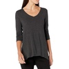 image:imageAmazon Essentials Womens 34 Sleeve VNeck Regular Fit Swing TShirt Available in Plus Size Pack of 2Charcoal HeatherRed