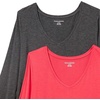 image:imageAmazon Essentials Womens 34 Sleeve VNeck Regular Fit Swing TShirt Available in Plus Size Pack of 2Charcoal HeatherRed