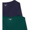 image:imageAmazon Essentials Womens 34 Sleeve VNeck Regular Fit Swing TShirt Available in Plus Size Pack of 2NavyJade Green
