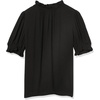 image:imageAmazon Essentials Womens Fluid Twill Short Puff Sleeve Ruffle Smocked ShirtBlack