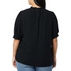 image:imageAmazon Essentials Womens Fluid Twill Short Puff Sleeve Ruffle Smocked ShirtBlack