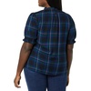 image:imageAmazon Essentials Womens Fluid Twill Short Puff Sleeve Ruffle Smocked ShirtBlack Multi Chelsea Tartan