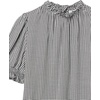 image:imageAmazon Essentials Womens Fluid Twill Short Puff Sleeve Ruffle Smocked ShirtBlack White Mini Gingham