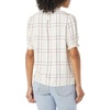 image:imageAmazon Essentials Womens Fluid Twill Short Puff Sleeve Ruffle Smocked ShirtBurgundy Ecru Plaid