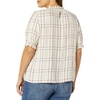 image:imageAmazon Essentials Womens Fluid Twill Short Puff Sleeve Ruffle Smocked ShirtBurgundy Ecru Plaid