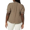 image:imageAmazon Essentials Womens Fluid Twill Short Puff Sleeve Ruffle Smocked ShirtCamel Micro Cheetah