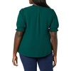 image:imageAmazon Essentials Womens Fluid Twill Short Puff Sleeve Ruffle Smocked ShirtDark Green