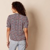image:imageAmazon Essentials Womens Fluid Twill Short Puff Sleeve Ruffle Smocked ShirtNavy Multi Ditsy Meadow