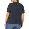 image:imageAmazon Essentials Womens Fluid Twill Short Puff Sleeve Ruffle Smocked ShirtNavy White Ditsy Print
