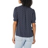 image:imageAmazon Essentials Womens Fluid Twill Short Puff Sleeve Ruffle Smocked ShirtNavy White Ditsy Print
