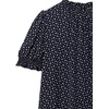 image:imageAmazon Essentials Womens Fluid Twill Short Puff Sleeve Ruffle Smocked ShirtNavy White Ditsy Print