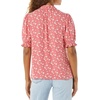 image:imageAmazon Essentials Womens Fluid Twill Short Puff Sleeve Ruffle Smocked ShirtRaspberry Red Floral