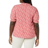 image:imageAmazon Essentials Womens Fluid Twill Short Puff Sleeve Ruffle Smocked ShirtRaspberry Red Floral