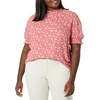 image:imageAmazon Essentials Womens Fluid Twill Short Puff Sleeve Ruffle Smocked ShirtRaspberry Red Floral