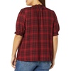 image:imageAmazon Essentials Womens Fluid Twill Short Puff Sleeve Ruffle Smocked ShirtRed Black Handkerchief Plaid