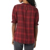image:imageAmazon Essentials Womens Fluid Twill Short Puff Sleeve Ruffle Smocked ShirtRed Black Handkerchief Plaid