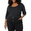 image:imageAmazon Essentials Womens Long Sleeve SlimFit Rib Scoop Neck Sweater Fall Tops Pack of 2Black