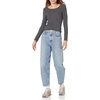 image:imageAmazon Essentials Womens Long Sleeve SlimFit Rib Scoop Neck Sweater Fall Tops Pack of 2BlackCharcoal Heather