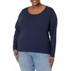 image:imageAmazon Essentials Womens Long Sleeve SlimFit Rib Scoop Neck Sweater Fall Tops Pack of 2BlackCharcoal Heather