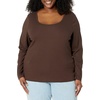 image:imageAmazon Essentials Womens Long Sleeve SlimFit Rib Scoop Neck Sweater Fall Tops Pack of 2Eggshell WhiteEspresso