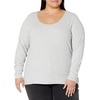 image:imageAmazon Essentials Womens Long Sleeve SlimFit Rib Scoop Neck Sweater Fall Tops Pack of 2GreyWhite