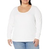 image:imageAmazon Essentials Womens Long Sleeve SlimFit Rib Scoop Neck Sweater Fall Tops Pack of 2LilacWhite