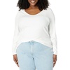 image:imageAmazon Essentials Womens Long Sleeve SlimFit Rib Scoop Neck Sweater Fall Tops Pack of 2NavyWhite