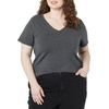 image:imageAmazon Essentials Womens Plus Size ShortSleeve VNeck TShirtBlackCharcoal Heather