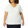 image:imageAmazon Essentials Womens Plus Size ShortSleeve VNeck TShirtWhiteBlack