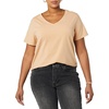 image:imageAmazon Essentials Womens Plus Size ShortSleeve VNeck TShirtWhiteLight Camel