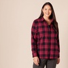image:imageAmazon Essentials Womens RegularFit LongSleeve Lightweight Plaid Flannel Shirt with Brushed Finish Shirttail HemBlack Pink Chelsea Tartan