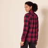 image:imageAmazon Essentials Womens RegularFit LongSleeve Lightweight Plaid Flannel Shirt with Brushed Finish Shirttail HemBlack Pink Chelsea Tartan