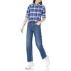 image:imageAmazon Essentials Womens RegularFit LongSleeve Lightweight Plaid Flannel Shirt with Brushed Finish Shirttail HemBlue Grey Navy Plaid