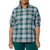 image:imageAmazon Essentials Womens RegularFit LongSleeve Lightweight Plaid Flannel Shirt with Brushed Finish Shirttail HemDark Green Kilt Plaid