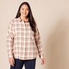 image:imageAmazon Essentials Womens RegularFit LongSleeve Lightweight Plaid Flannel Shirt with Brushed Finish Shirttail HemEcru Pale Pink Alpine Plaid