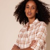 image:imageAmazon Essentials Womens RegularFit LongSleeve Lightweight Plaid Flannel Shirt with Brushed Finish Shirttail HemEcru Pale Pink Alpine Plaid
