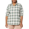 image:imageAmazon Essentials Womens RegularFit LongSleeve Lightweight Plaid Flannel Shirt with Brushed Finish Shirttail HemIvory Green Alpine Plaid