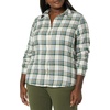 image:imageAmazon Essentials Womens RegularFit LongSleeve Lightweight Plaid Flannel Shirt with Brushed Finish Shirttail HemIvory Green Alpine Plaid