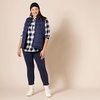 image:imageAmazon Essentials Womens RegularFit LongSleeve Lightweight Plaid Flannel Shirt with Brushed Finish Shirttail HemNavy Buffalo Plaid