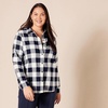 image:imageAmazon Essentials Womens RegularFit LongSleeve Lightweight Plaid Flannel Shirt with Brushed Finish Shirttail HemNavy Buffalo Plaid