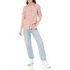 image:imageAmazon Essentials Womens RegularFit LongSleeve Lightweight Plaid Flannel Shirt with Brushed Finish Shirttail HemPeach Windowpane Plaid
