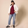 image:imageAmazon Essentials Womens RegularFit LongSleeve Lightweight Plaid Flannel Shirt with Brushed Finish Shirttail HemRed Buffalo Check